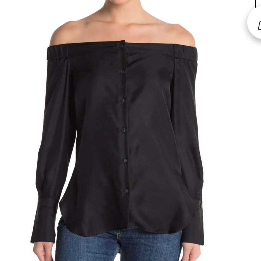 RAG & BONE
Kacy Reversible Off-the-shoulder Sink Tunic Top In Black NWT